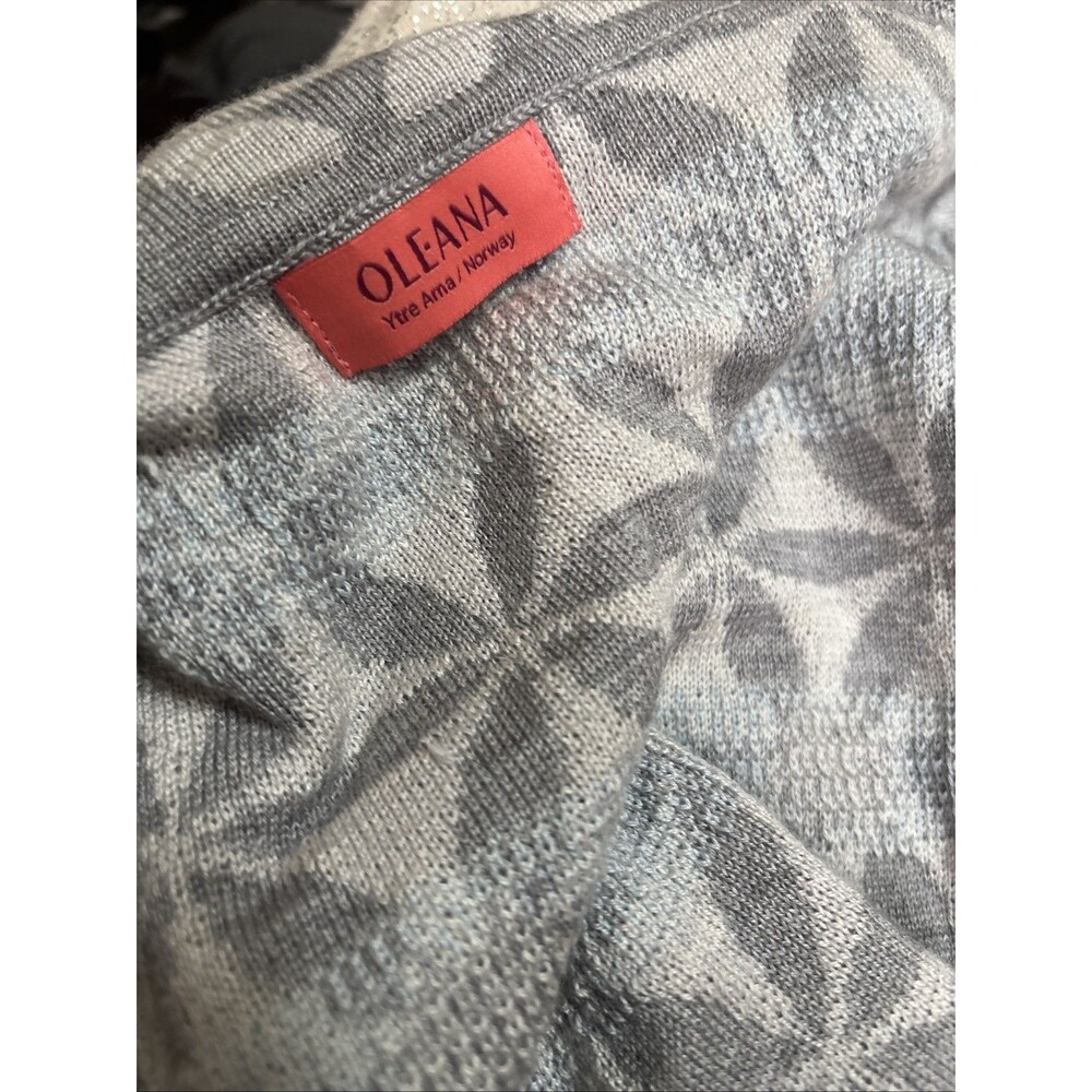 Women’s Oleana Of Norway Silk And Wool Long Open Cardigan Size Small Gray Blue - Picture 6 of 9